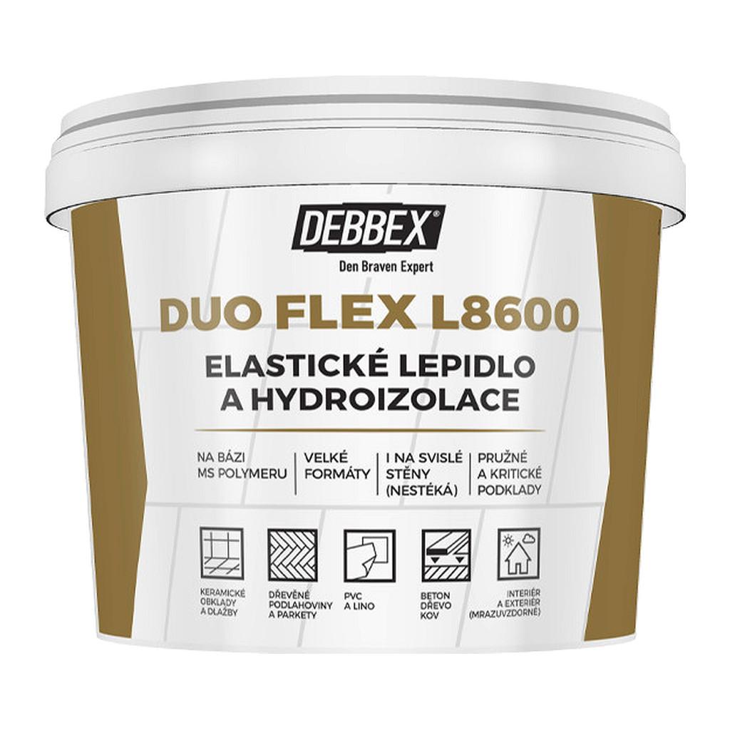 Den Braven 51211DF - Elastické lepidlo a hydroizolácia DUO FLEX L8600 5 kg vedro béžová