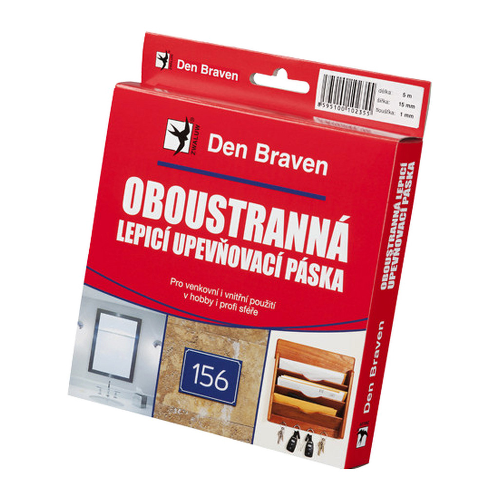 Den Braven B5201RL - Obojstranne lepiaca upevňovacia páska v krabičke 15 × 2 mm