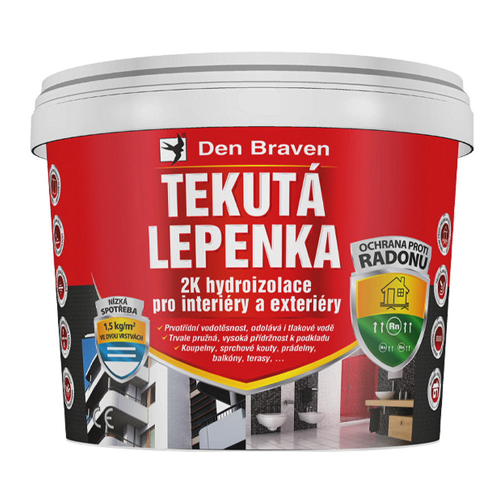 Den Braven CH0274 - Tekutá lepenka 7 kg vedro sivá