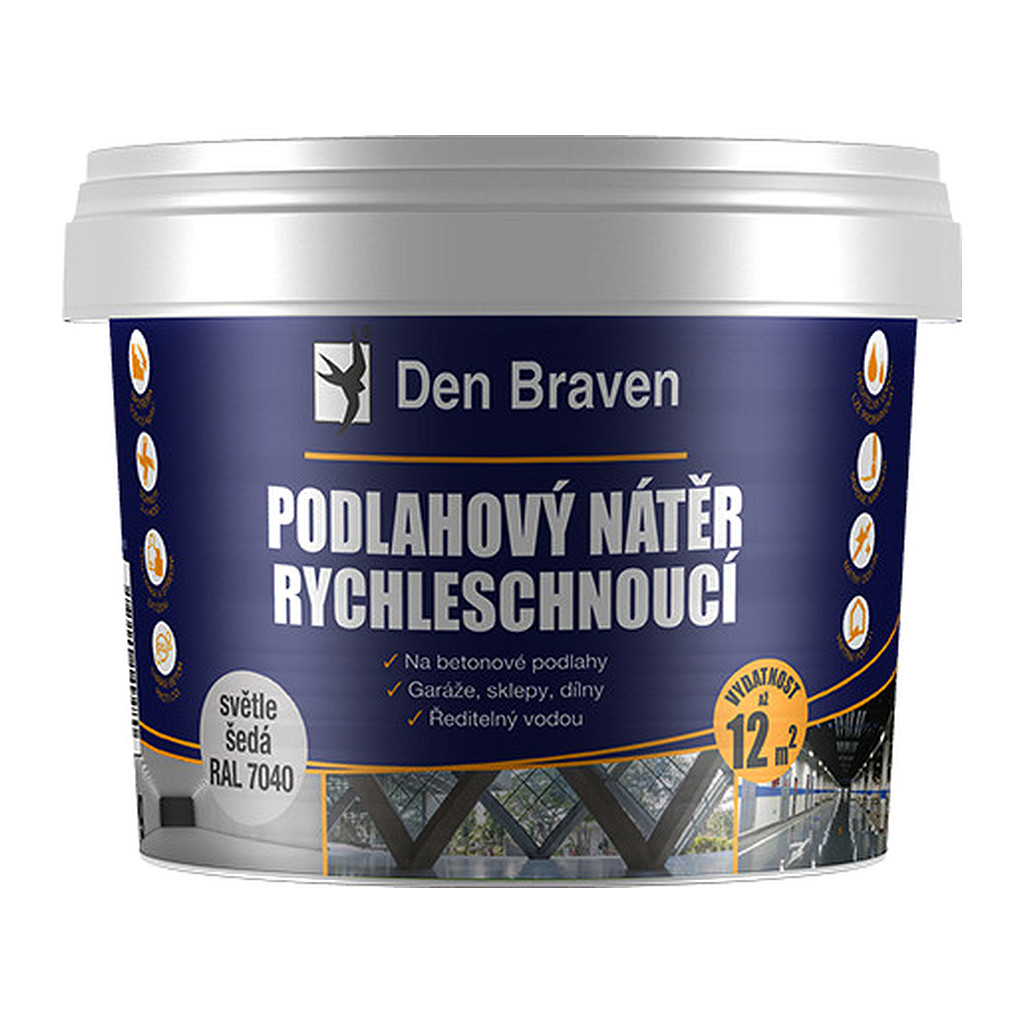 Den Braven T7000 - Podlahový náter RÝCHLOSCHNÚCI 4 kg vedro sivá