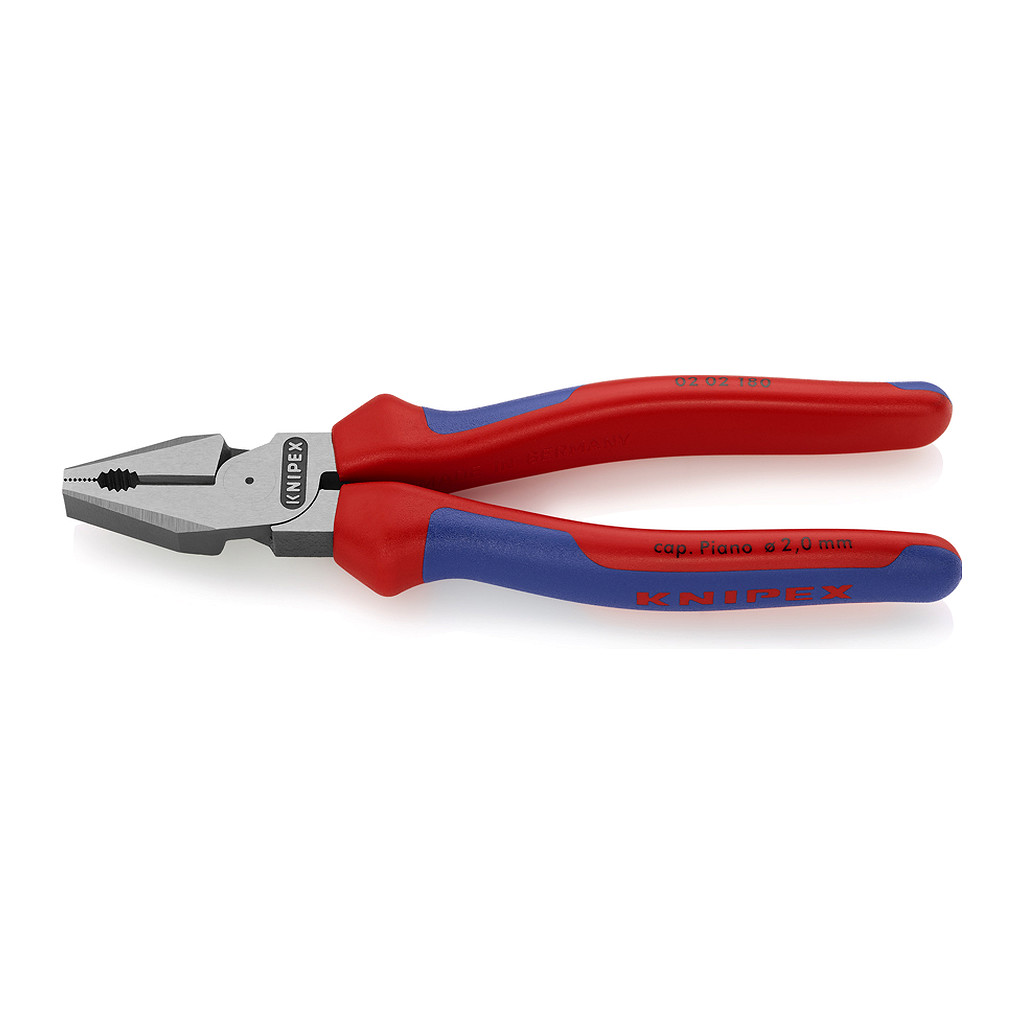 Knipex 02 02 180 - Kombinované kliešte s veľkou pákovou silou s multi-komponentnými úchopmi čierne atramentované 180 mm