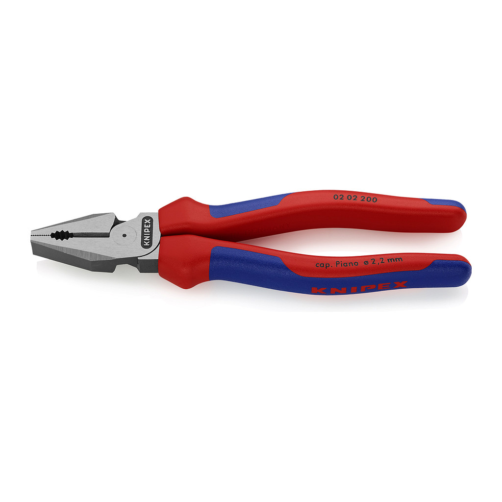 Knipex 02 02 200 - Kombinované kliešte s veľkou pákovou silou s multi-komponentnými úchopmi čierne atramentované 200 mm