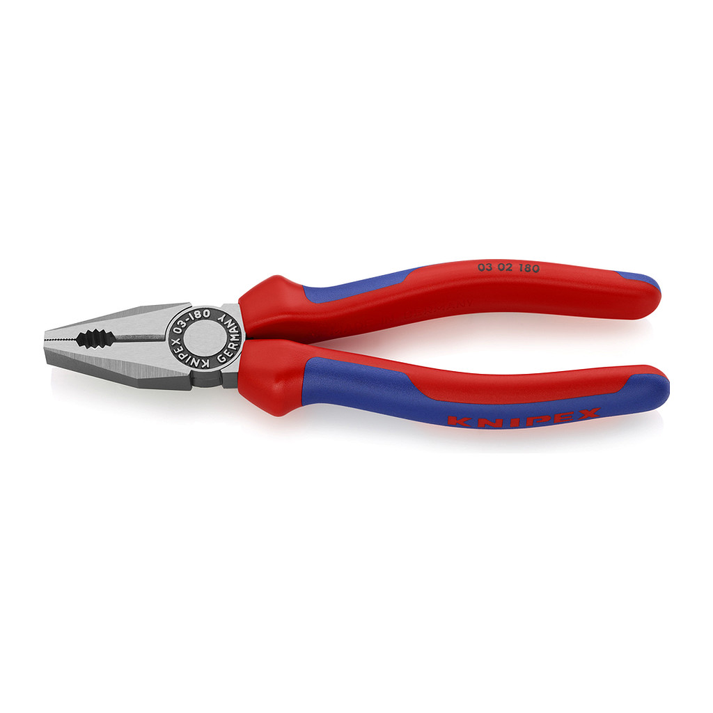 Knipex 03 02 180 - Kombinované kliešte s multi-komponentnými úchopmi čierne atramentované 180 mm