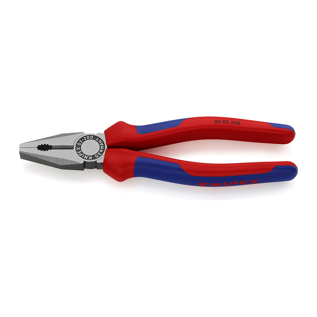 Knipex 03 02 200 - Kombinované kliešte s multi-komponentnými úchopmi čierne atramentované 200 mm