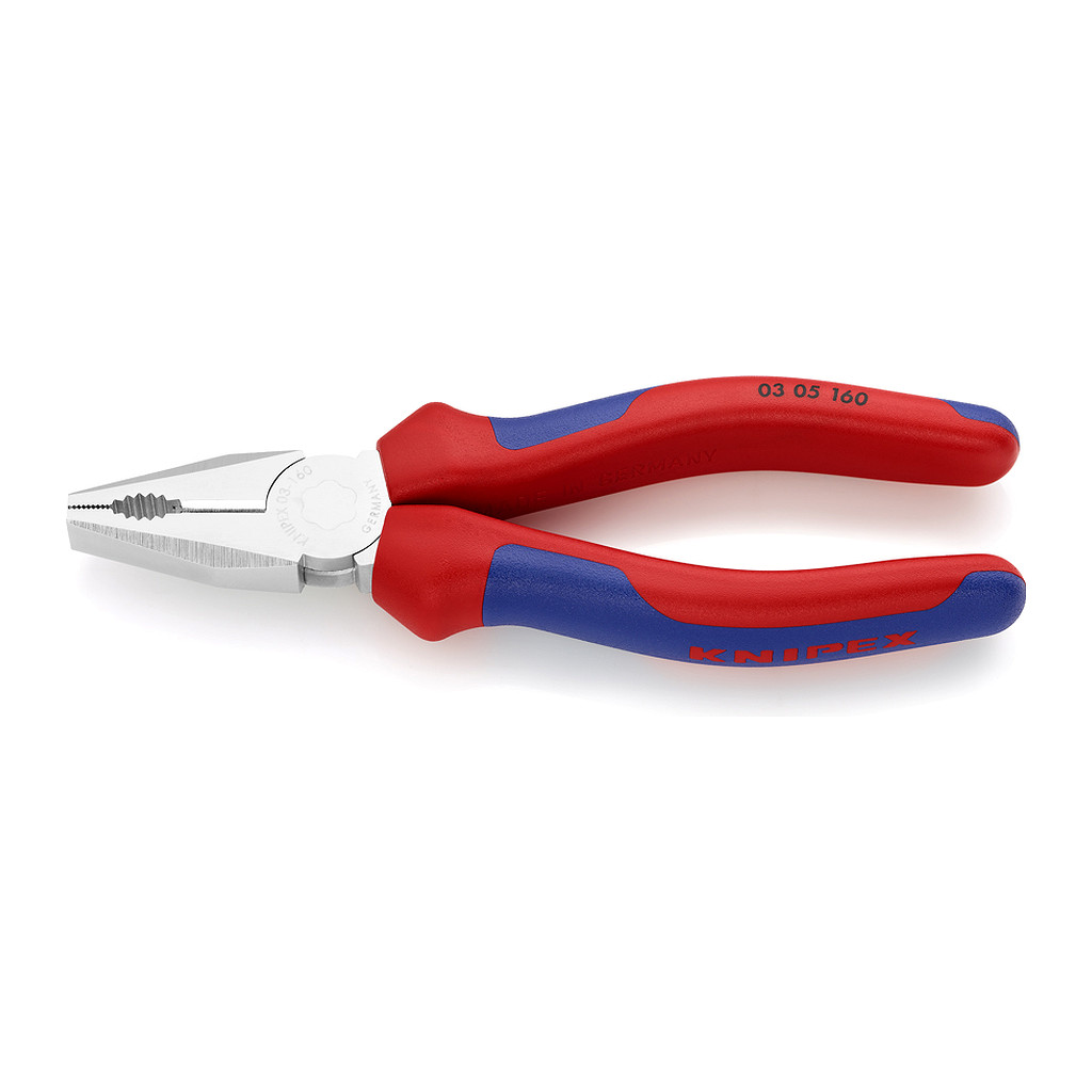 Knipex 03 05 160 - Kombinované kliešte s multi-komponentnými úchopmi pochrómované 160 mm