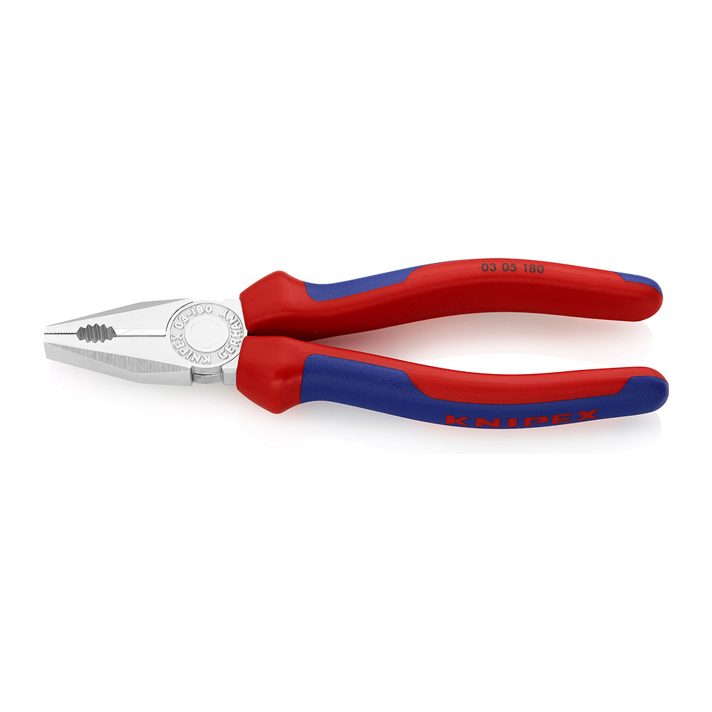 Knipex 03 05 180 - Kombinované kliešte s multi-komponentnými úchopmi pochrómované 180 mm