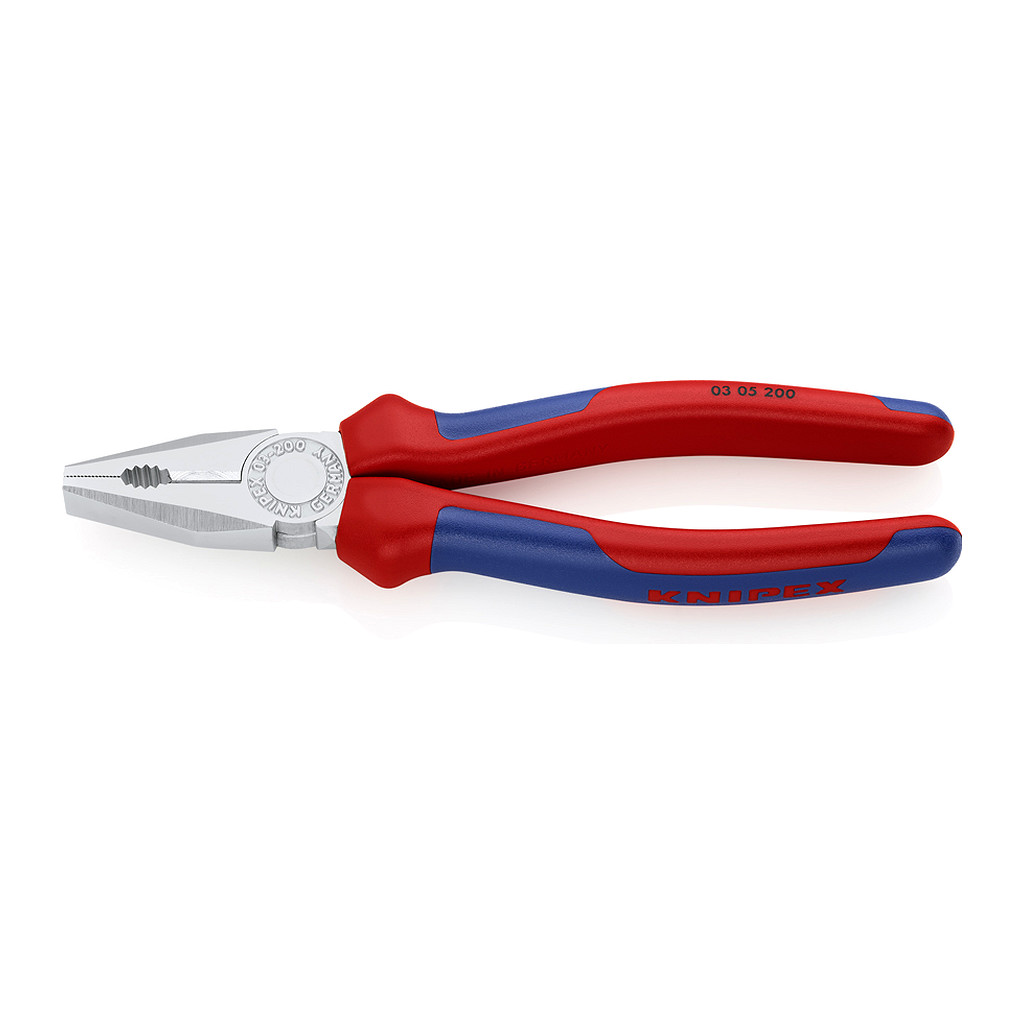 Knipex 03 05 200 - Kombinované kliešte s multi-komponentnými úchopmi pochrómované 200 mm