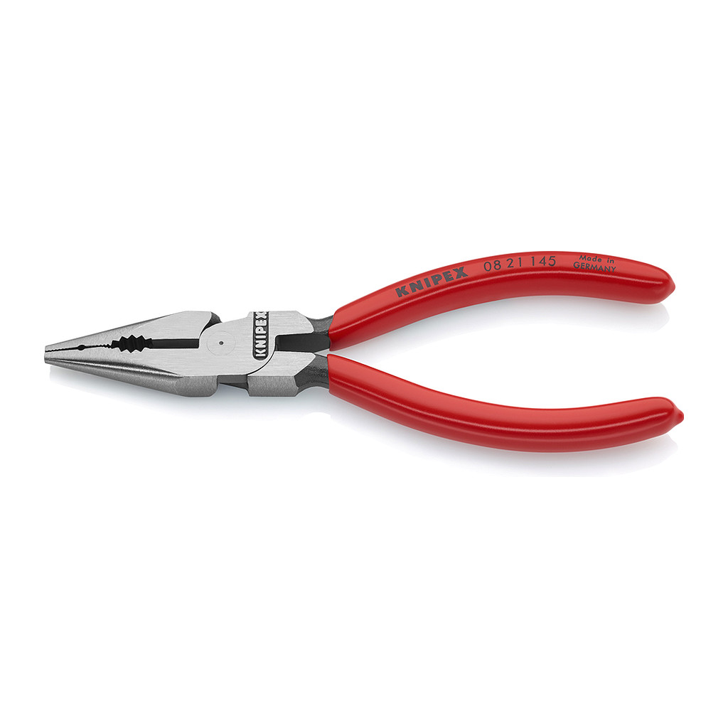 Knipex 08 21 145 - Kombinované kliešte s ihlovým nosom poplastované čierne atramentované 145 mm