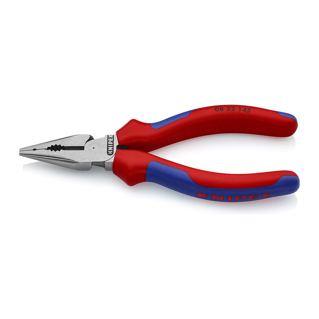 Knipex 08 22 145 - Kombinované kliešte s ihlovým nosom s multi-komponentnými úchopmi čierne atramentované 145 mm