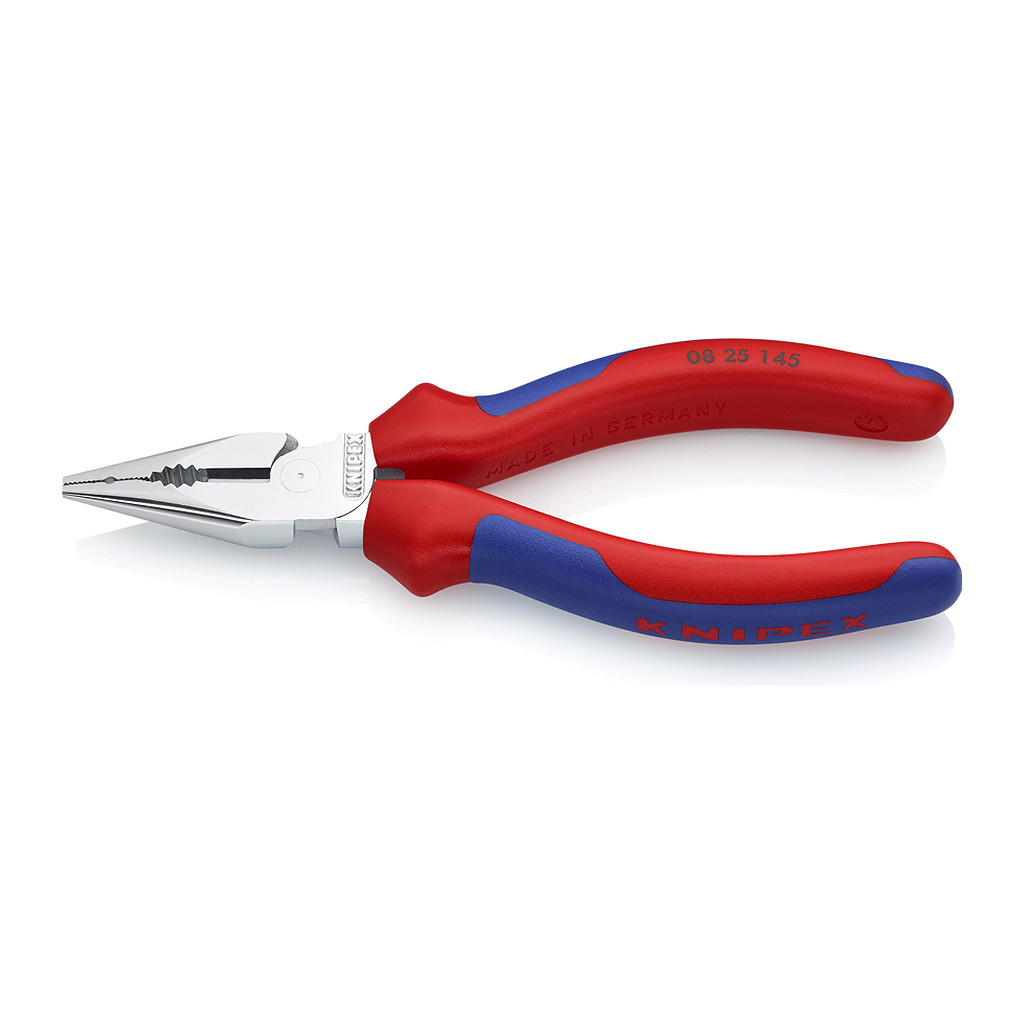 Knipex 08 25 145 - Kombinované kliešte s ihlovým nosom s multi-komponentnými úchopmi pochrómované 145 mm