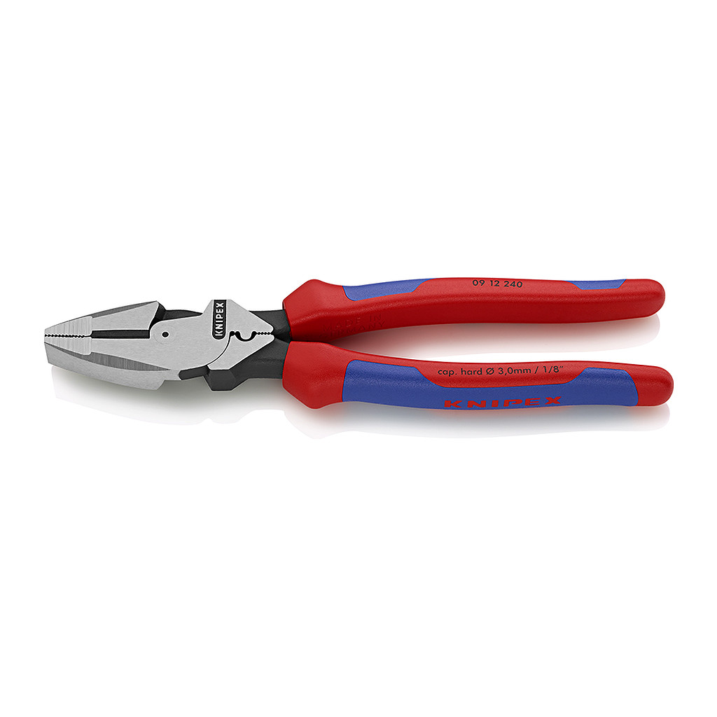 Knipex 09 12 240 - Kliešte „Lineman's“ Americký štýl s multi-komponentnými úchopmi čierne atramentované 240 mm