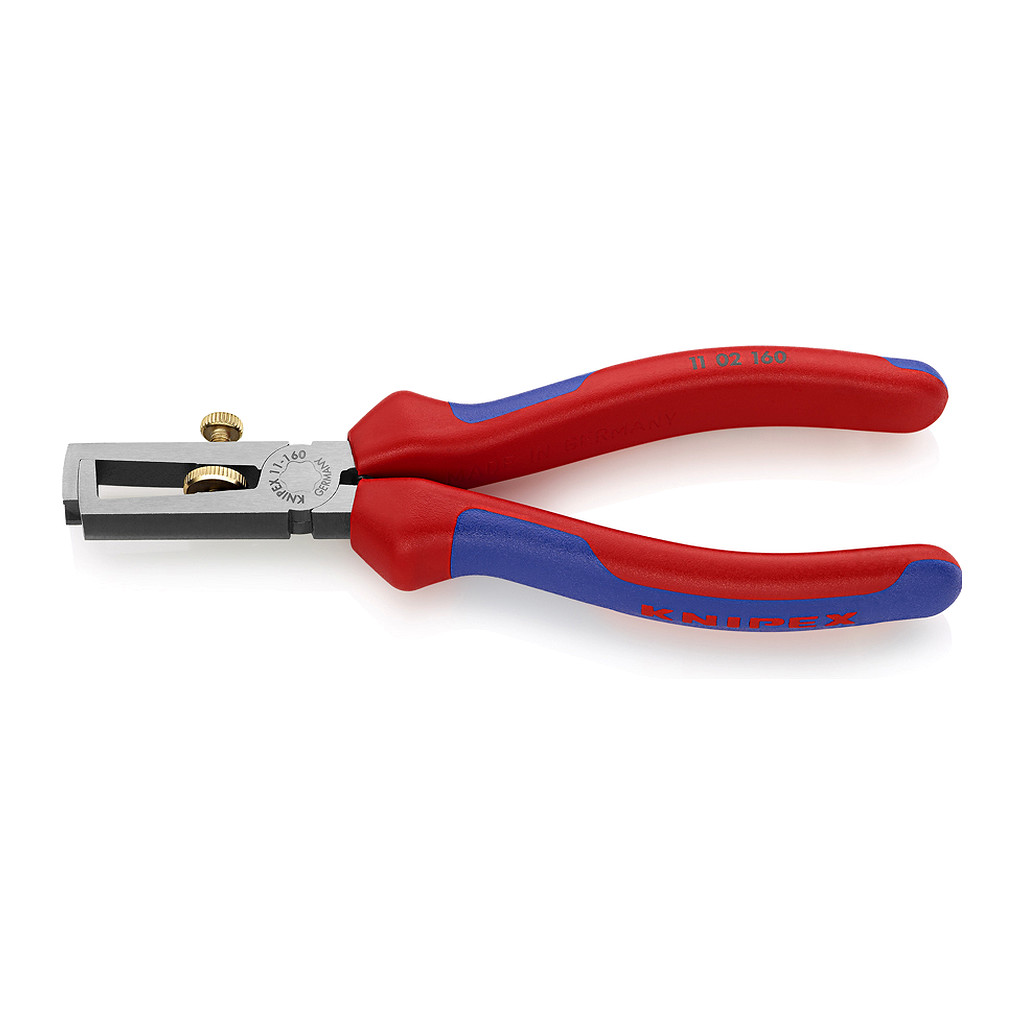 Knipex 11 02 160 - Odizolovací nástroj s otváracou pružinou, univerzálne s multi-komponentnými úchopmi čierne atramentované 160 mm