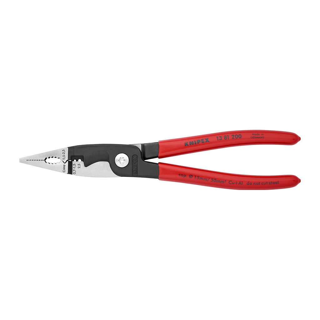 Knipex 13 81 200 - Kliešte pre elektroinštalácie poplastované čierne atramentované 200 mm