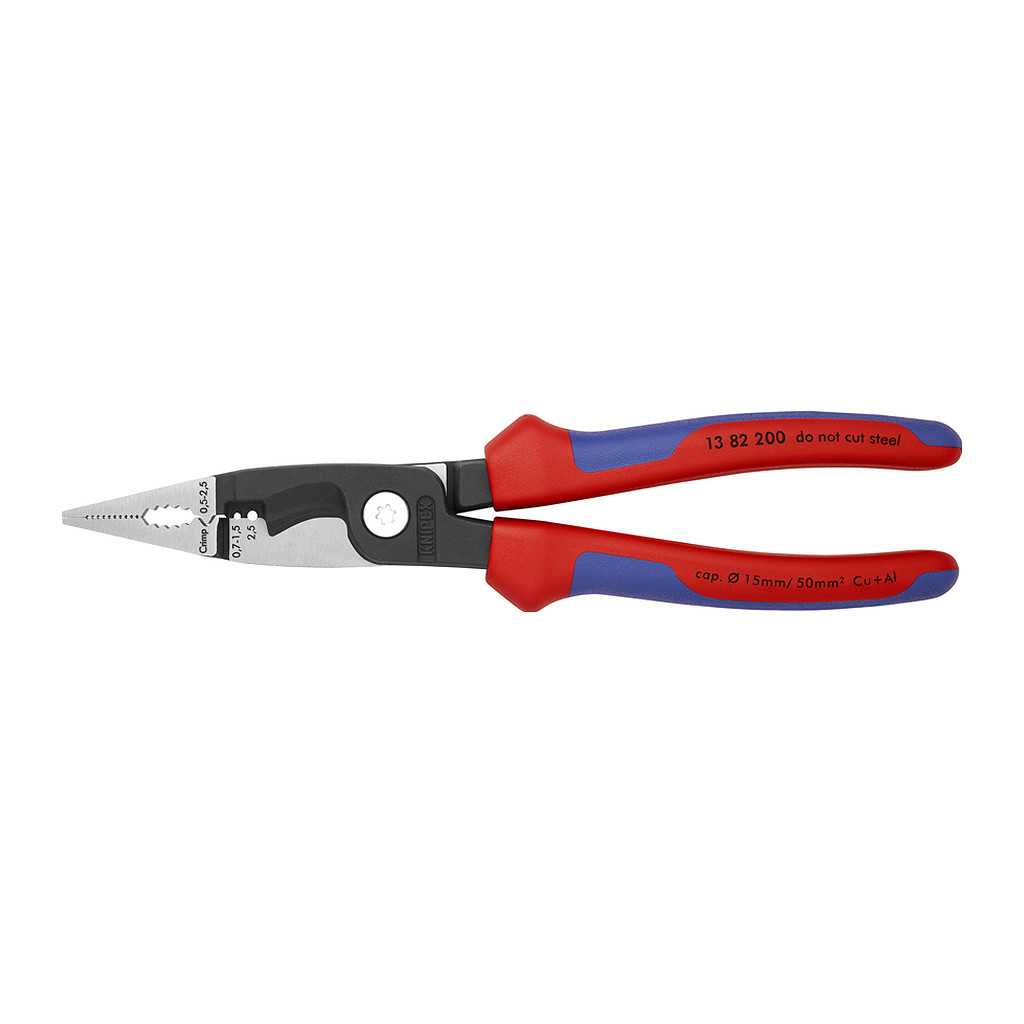 Knipex 13 82 200 - Kliešte pre elektroinštalácie s multi-komponentnými úchopmi čierne atramentované 200 mm