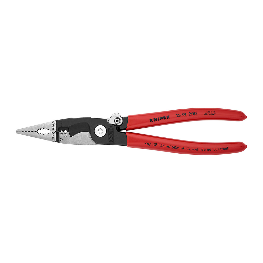 Knipex 13 91 200 - Kliešte pre elektroinštalácie poplastované čierne atramentované 200 mm