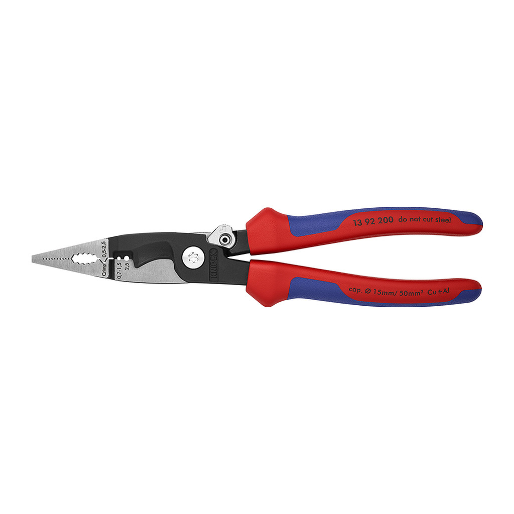 Knipex 13 92 200 - Kliešte pre elektroinštalácie s multi-komponentnými úchopmi čierne atramentované 200 mm