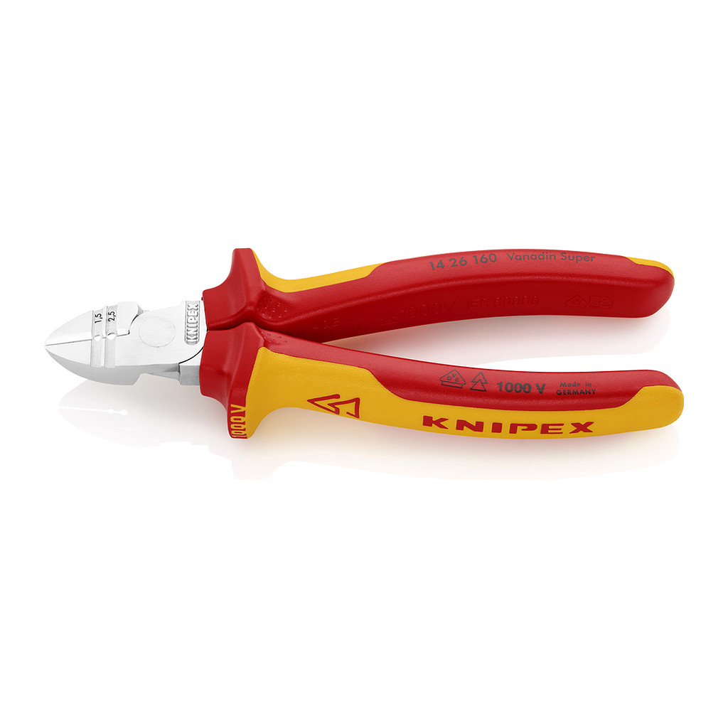 Knipex 14 26 160 - Bočné cvikacie odizolovacie kliešte izolované s multi-komponentnými rukoväťami, VDE testované pochrómované 160 mm