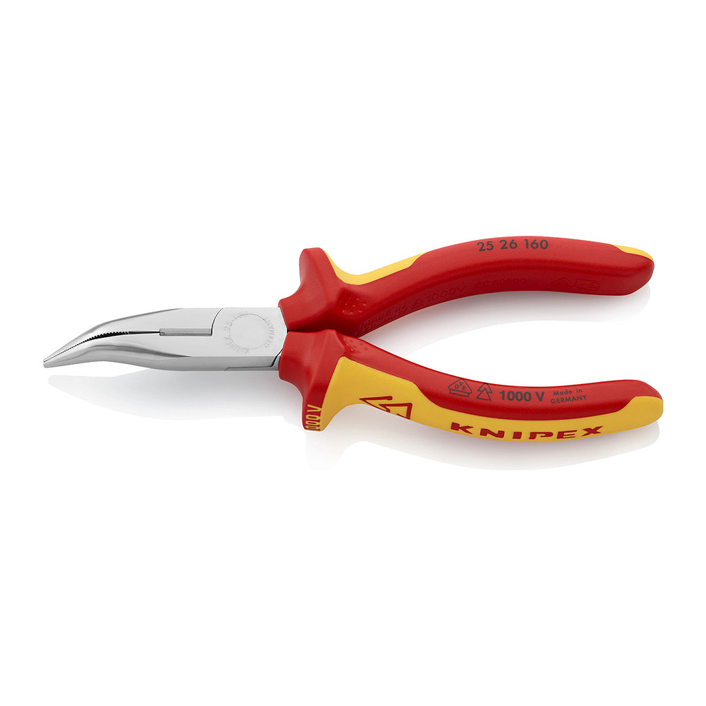 Knipex 25 26 160 - Polguľaté bočné cvikacie kliešte (Kliešte pre rádiotechnikov) izolované s multi-komponentnými rukoväťami, VDE testované pochrómované 160 mm