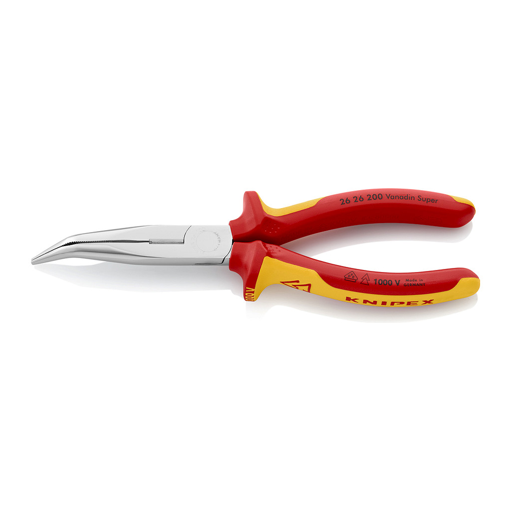 Knipex 26 26 200 - Polguľaté bočné cvikacie kliešte (Kliešte v tvare bocianieho zobáka) izolované s multi-komponentnými rukoväťami, VDE testované pochrómované 200 mm