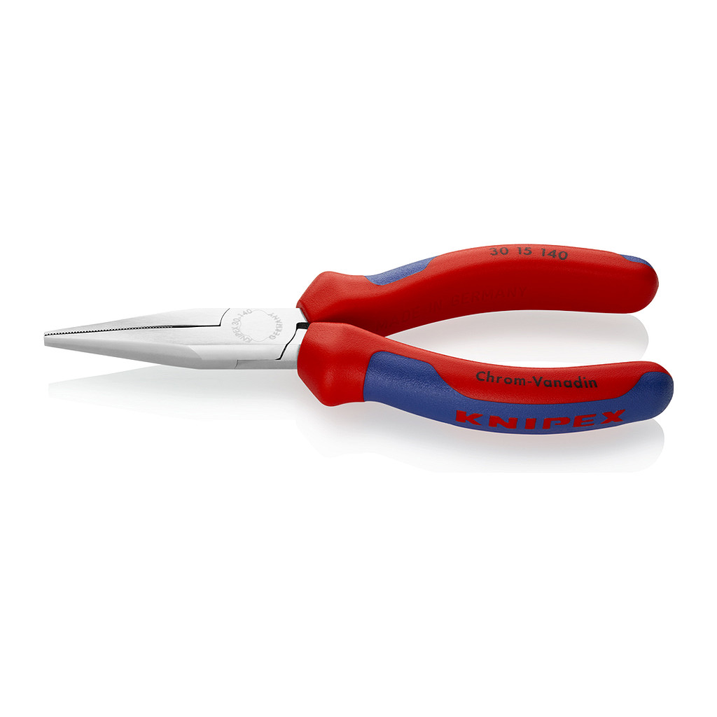 Knipex 30 15 140 - Kliešte s dlhým nosom s multi-komponentnými úchopmi pochrómované 140 mm