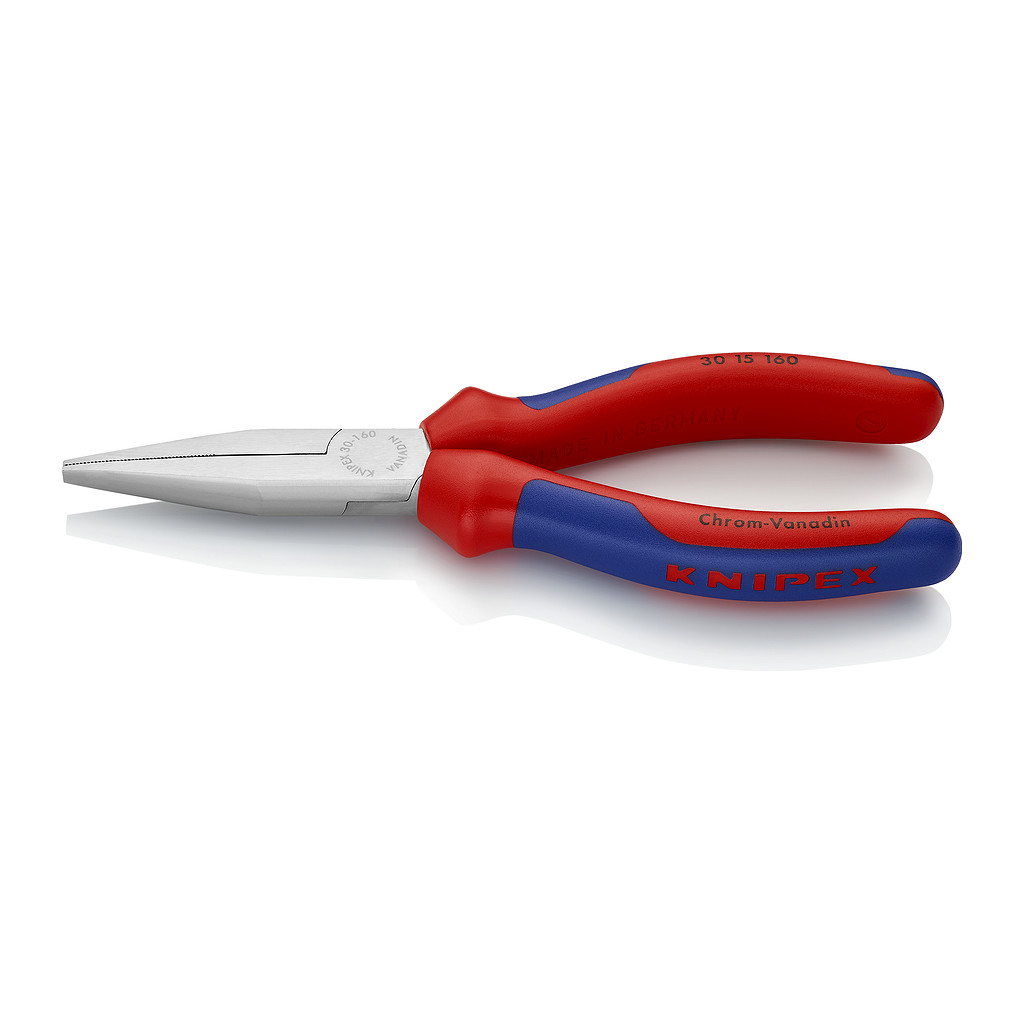 Knipex 30 15 160 - Kliešte s dlhým nosom s multi-komponentnými úchopmi pochrómované 160 mm