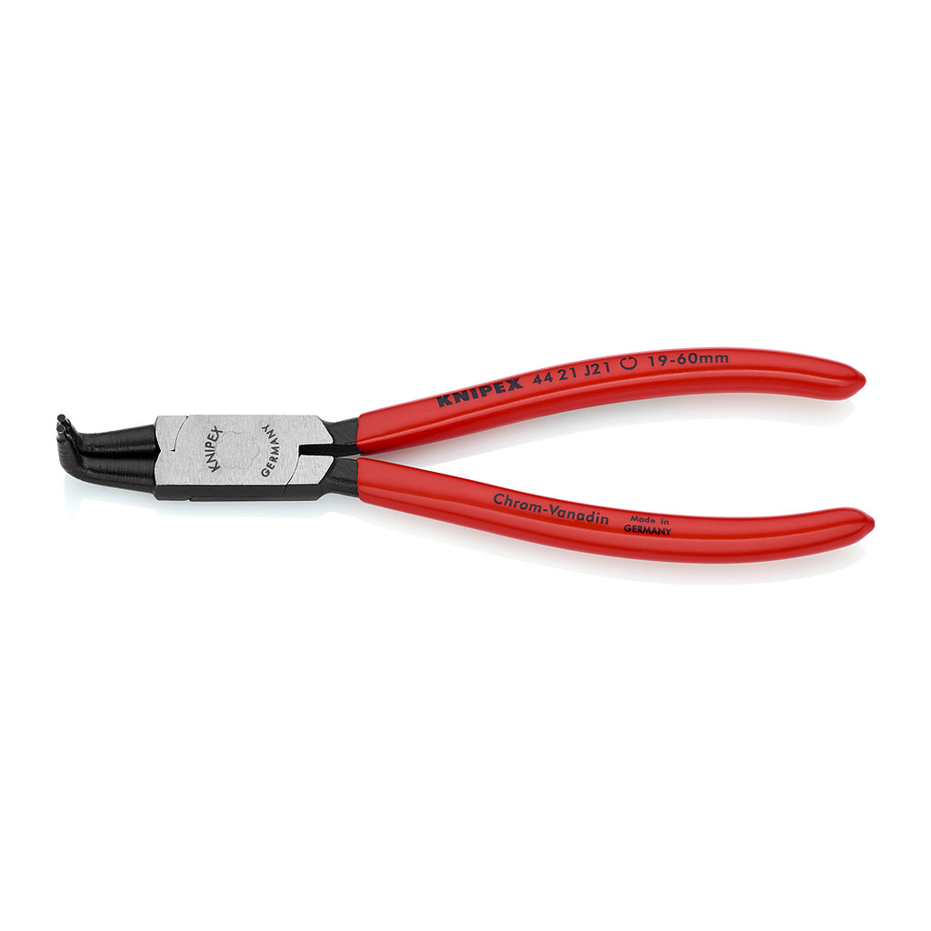 Knipex 44 21 J21 - Kliešte na poistné krúžky pre vnútorné poistné krúžky vo vŕtaných otvoroch poplastované čierne atramentované 170 mm