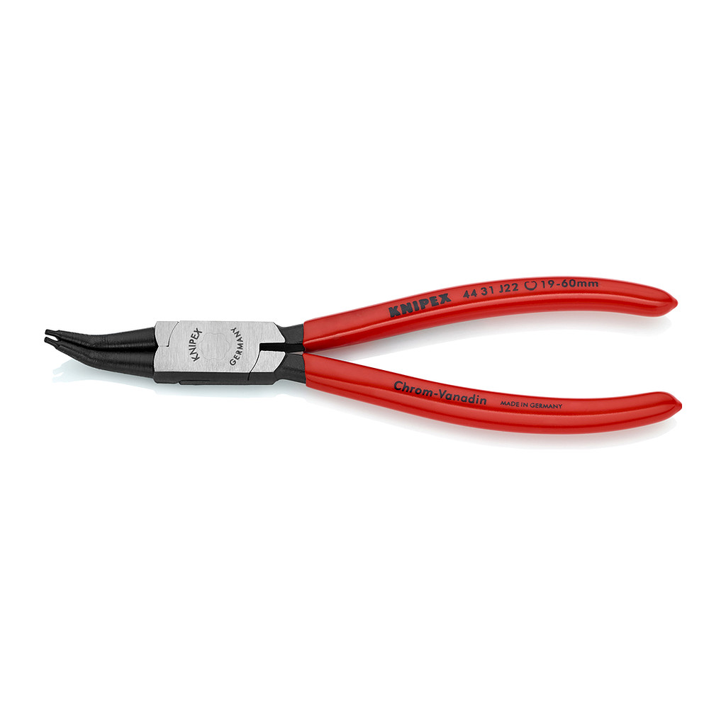 Knipex 44 31 J22 - Kliešte na poistné krúžky pre vnútorné poistné krúžky vo vŕtaných otvoroch 45° ohyb poplastované čierne atramentované 180 mm