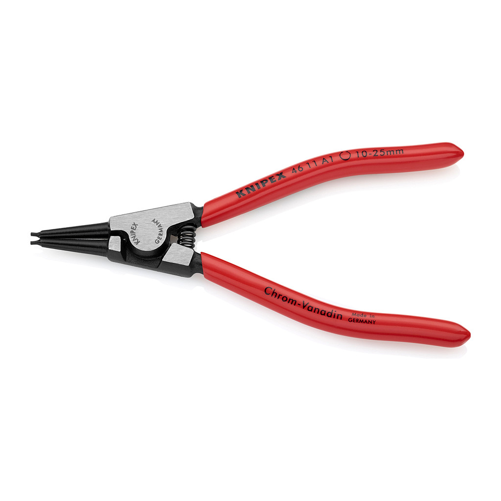 Knipex 46 11 A1 - Kliešte na poistné krúžky pre vonkajšie poistné krúžky na hriadeľoch poplastované čierne atramentované 140 mm