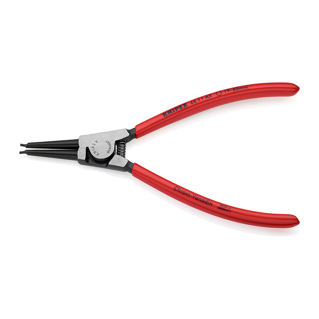 Knipex 46 11 A2 - Kliešte na poistné krúžky pre vonkajšie poistné krúžky na hriadeľoch poplastované čierne atramentované 180 mm