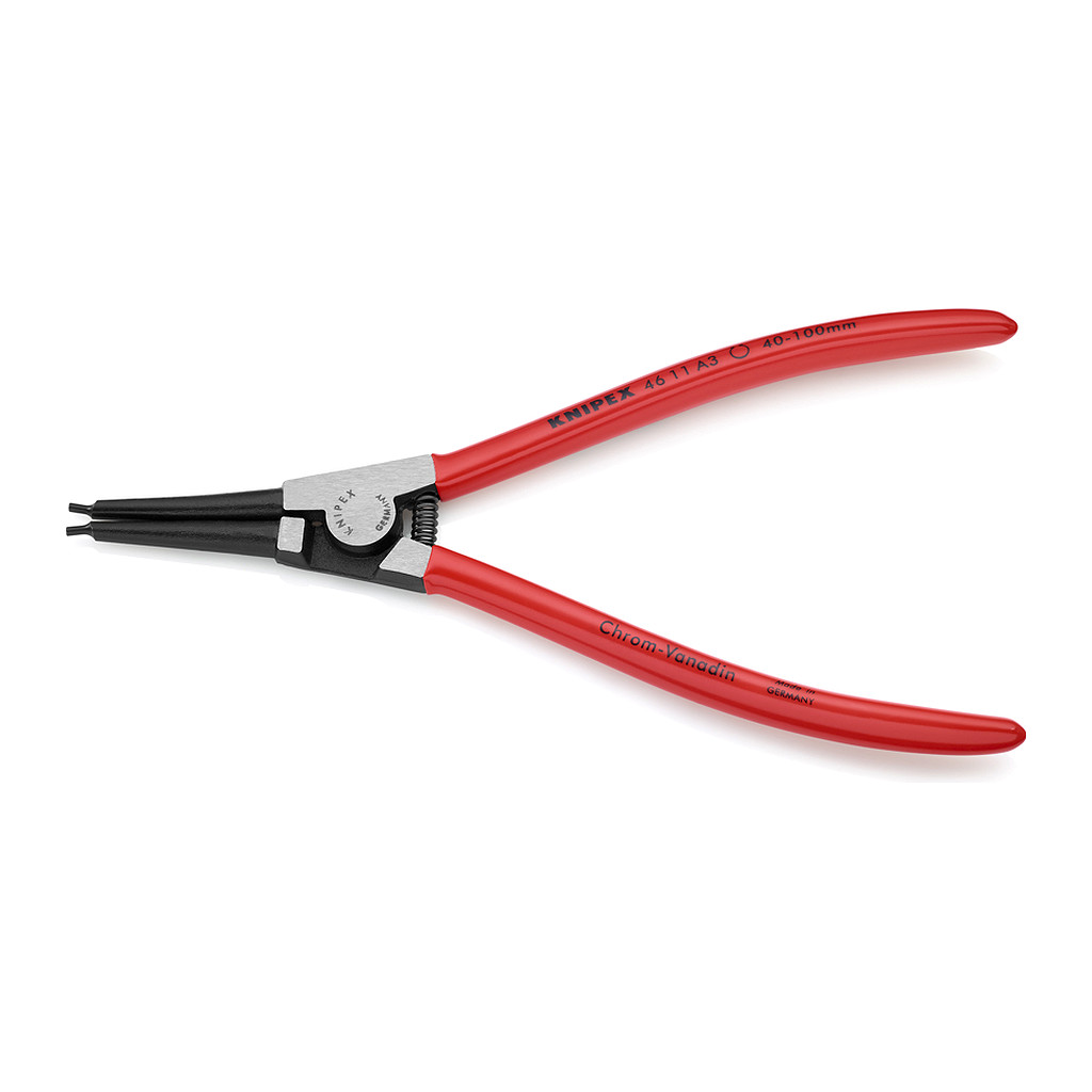 Knipex 46 11 A3 - Kliešte na poistné krúžky pre vonkajšie poistné krúžky na hriadeľoch poplastované čierne atramentované 210 mm