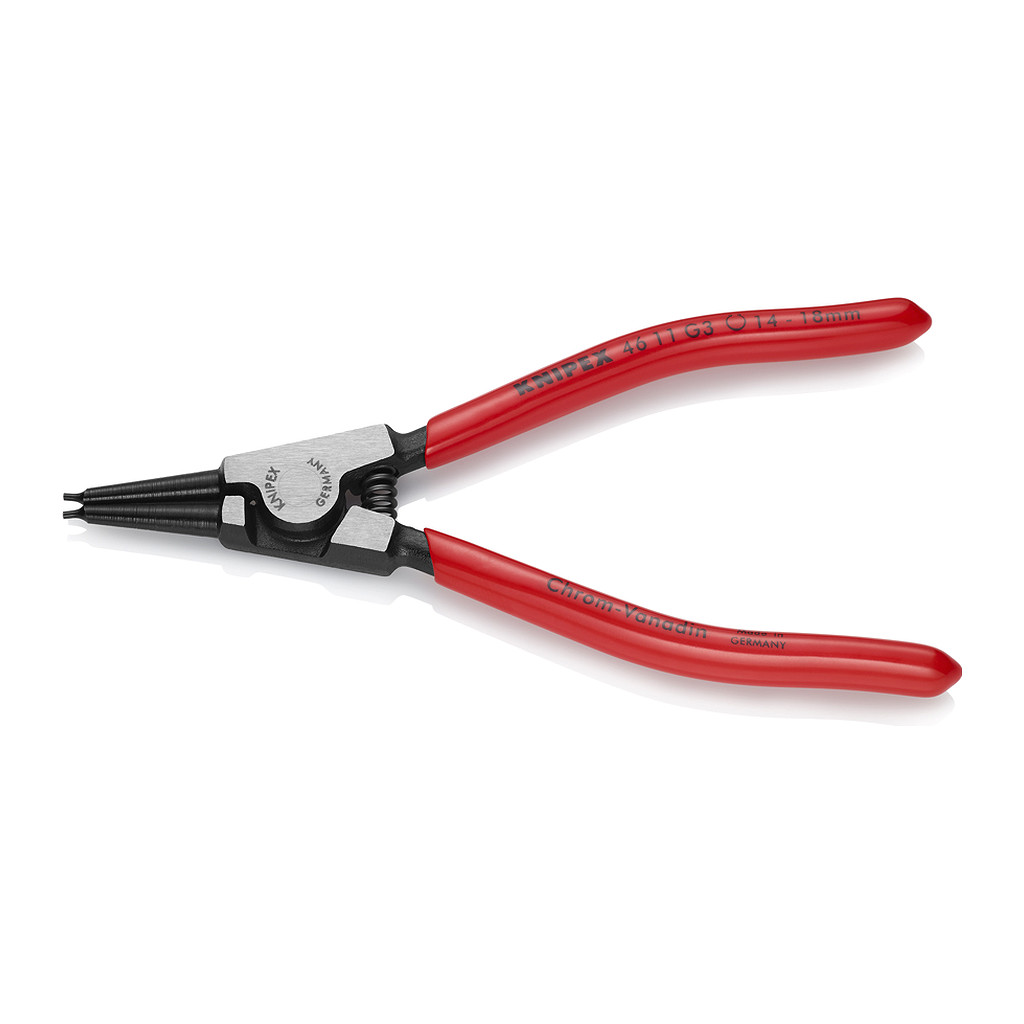 Knipex 46 11 G3 - Kliešte na poistné krúžky na uchopenie krúžkov na hriadeľoch poplastované čierne atramentované 140 mm