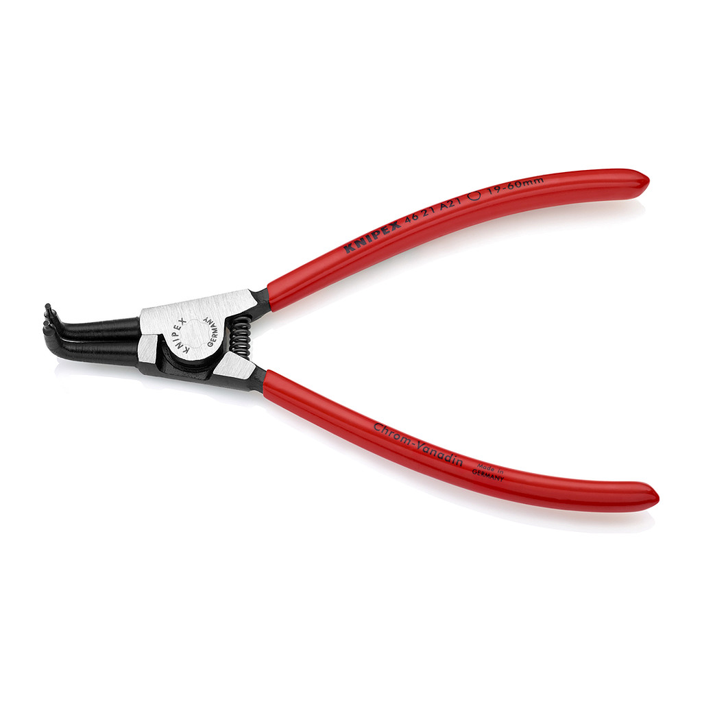 Knipex 46 21 A21 - Kliešte na poistné krúžky pre vonkajšie poistné krúžky na hriadeľoch poplastované čierne atramentované 170 mm