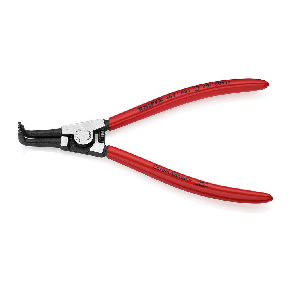 Knipex 46 21 A31 - Kliešte na poistné krúžky pre vonkajšie poistné krúžky na hriadeľoch poplastované čierne atramentované 200 mm