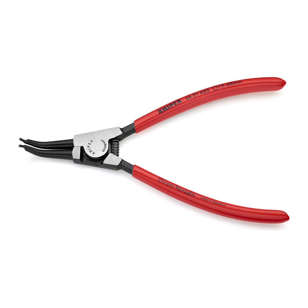 Knipex 46 31 A22 - Kliešte na poistné krúžky pre vonkajšie poistné krúžky na hriadeľoch 45° ohyb poplastované čierne atramentované 185 mm