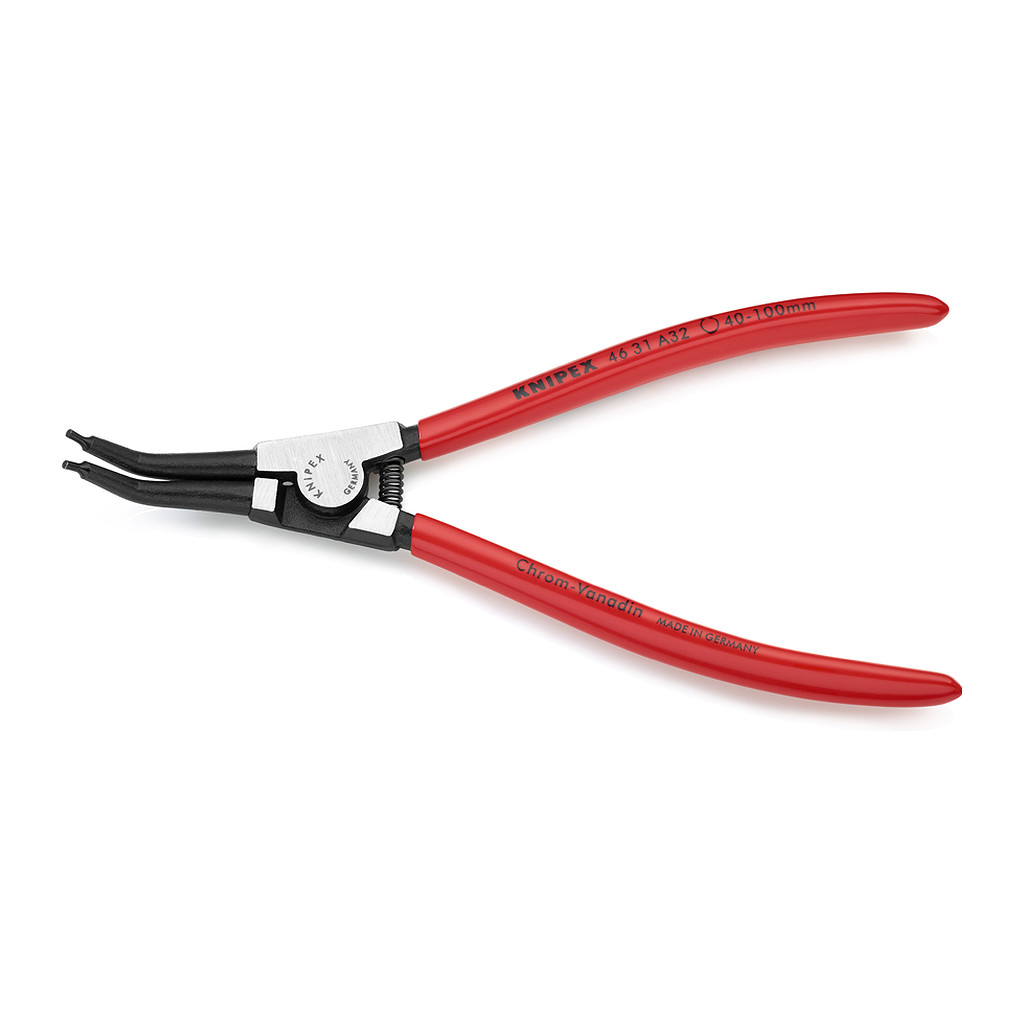 Knipex 46 31 A32 - Kliešte na poistné krúžky pre vonkajšie poistné krúžky na hriadeľoch 45° ohyb poplastované čierne atramentované 210 mm