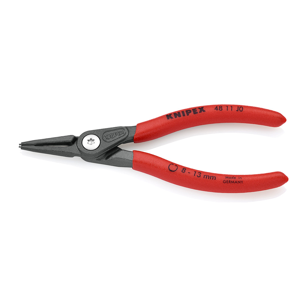 Knipex 48 11 J0 - Presné kliešte na poistné krúžky pre vnútorné poistné krúžky vo vŕtaných otvoroch s protišmykovým plastovým povrchom šedá atramentizovaná 140 mm