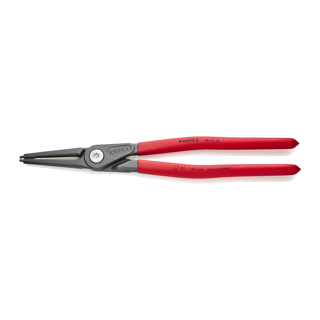 Knipex 48 11 J4 - Presné kliešte na poistné krúžky pre vnútorné poistné krúžky vo vŕtaných otvoroch s protišmykovým plastovým povrchom šedá atramentizovaná 320 mm