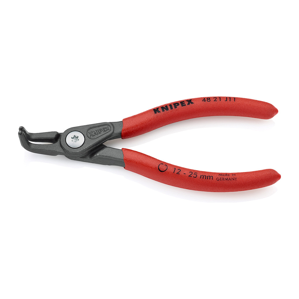 Knipex 48 21 J11 - Presné kliešte na poistné krúžky pre vnútorné poistné krúžky vo vŕtaných otvoroch s protišmykovým plastovým povrchom šedá atramentizovaná 130 mm