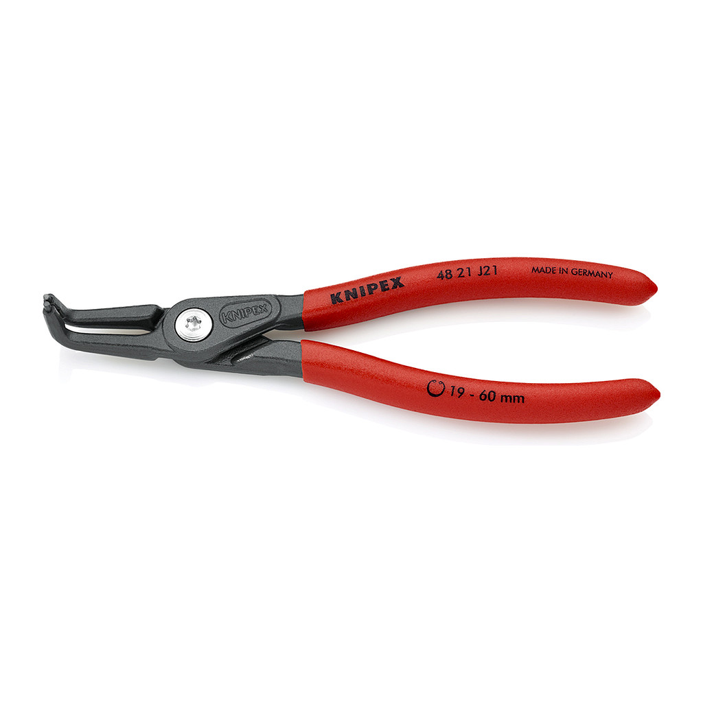 Knipex 48 21 J21 - Presné kliešte na poistné krúžky pre vnútorné poistné krúžky vo vŕtaných otvoroch s protišmykovým plastovým povrchom šedá atramentizovaná 165 mm