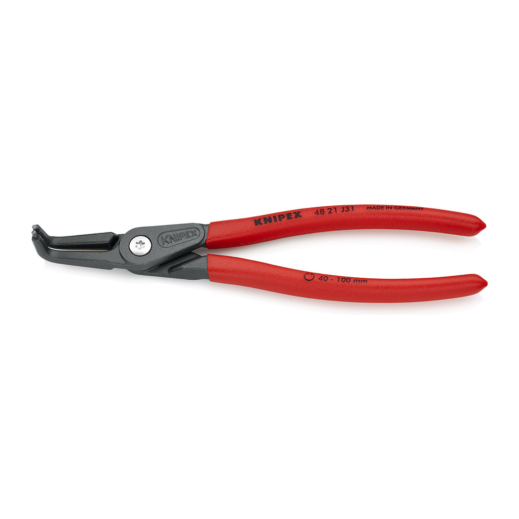 Knipex 48 21 J31 - Presné kliešte na poistné krúžky pre vnútorné poistné krúžky vo vŕtaných otvoroch s protišmykovým plastovým povrchom šedá atramentizovaná 210 mm