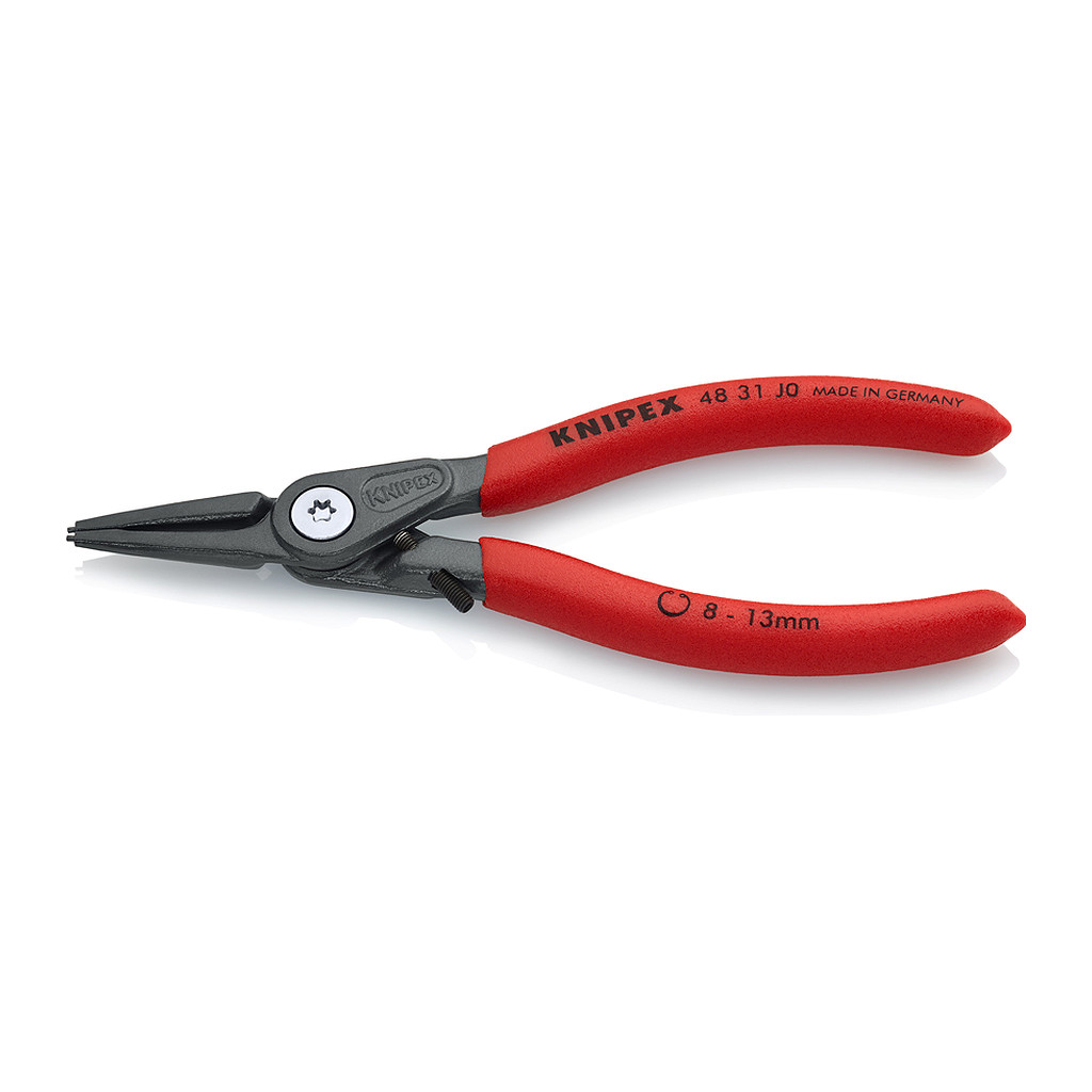 Knipex 48 31 J0 - Presné kliešte na poistné krúžky pre vnútorné poistné krúžky vo vŕtaných otvoroch s obmedzovačom prepnutia s protišmykovým plastovým povrchom šedá atramentizovaná 140 mm