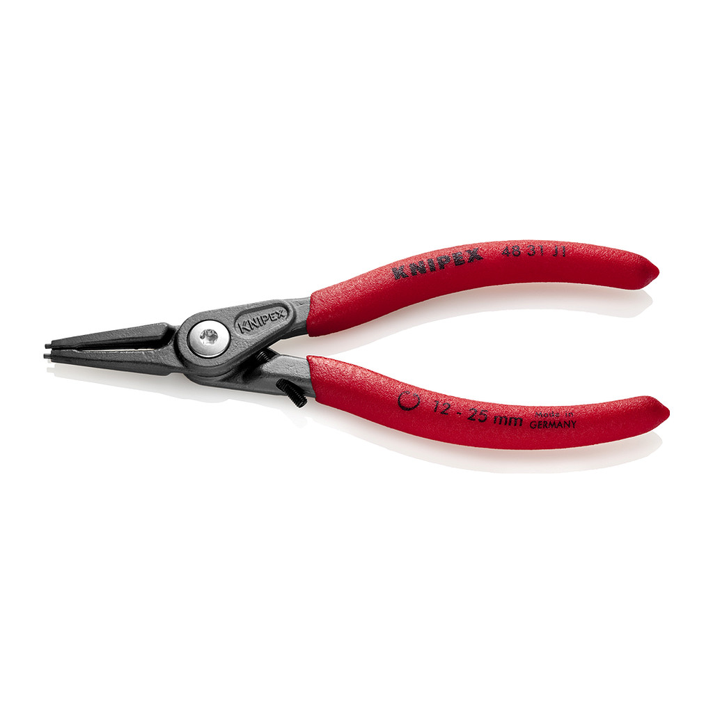 Knipex 48 31 J1 - Presné kliešte na poistné krúžky pre vnútorné poistné krúžky vo vŕtaných otvoroch s obmedzovačom prepnutia s protišmykovým plastovým povrchom šedá atramentizovaná 140 mm