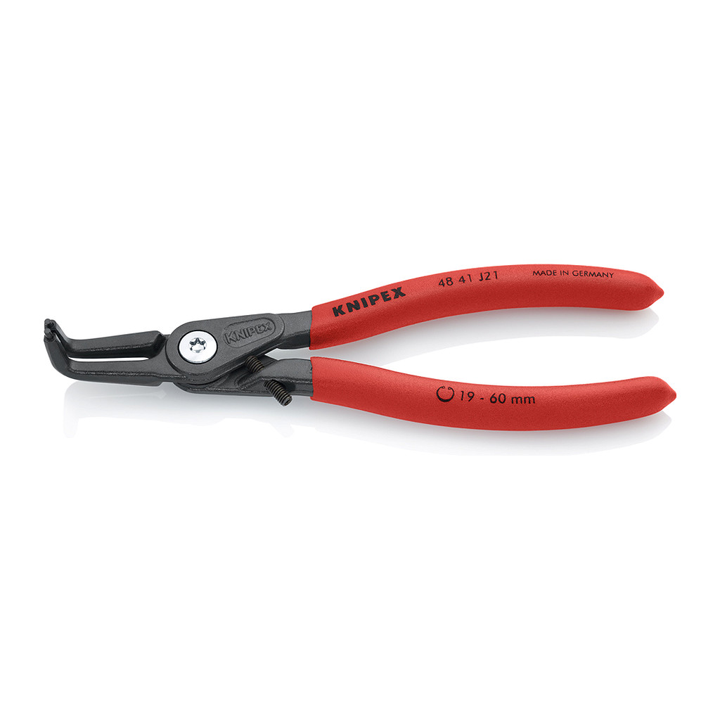 Knipex 48 41 J21 - Presné kliešte na poistné krúžky pre vnútorné poistné krúžky vo vŕtaných otvoroch s protišmykovým plastovým povrchom šedá atramentizovaná 165 mm