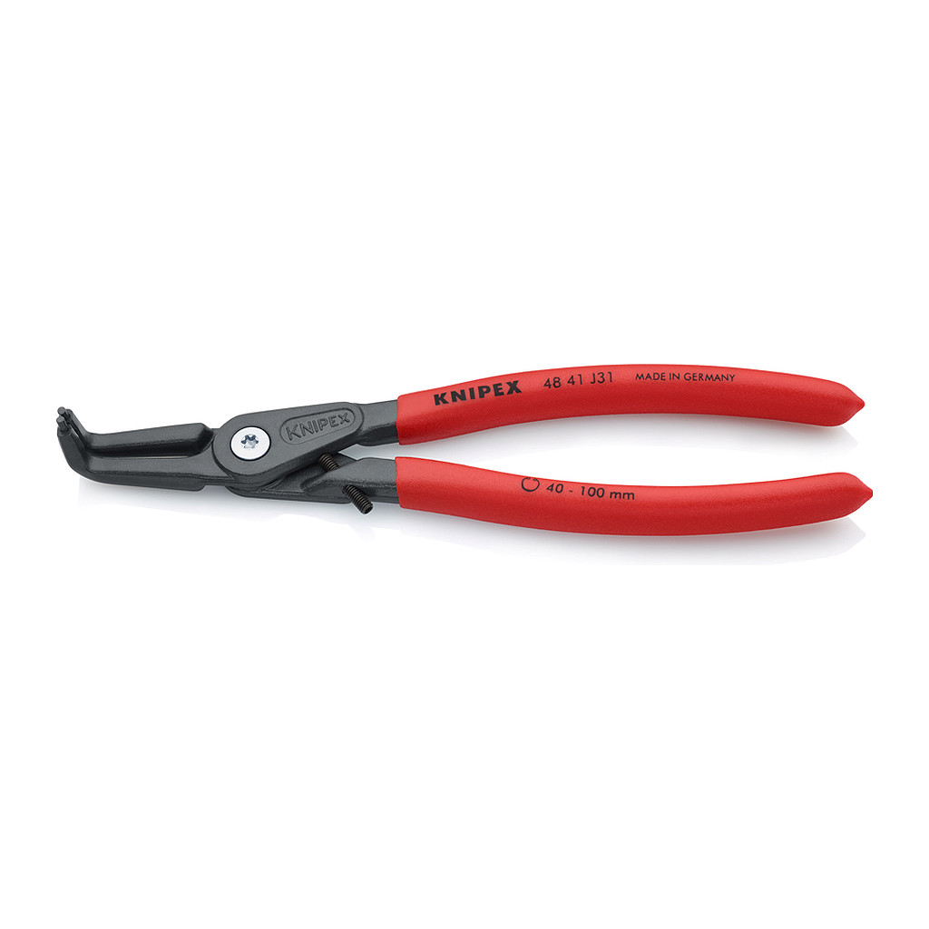 Knipex 48 41 J31 - Presné kliešte na poistné krúžky pre vnútorné poistné krúžky vo vŕtaných otvoroch s protišmykovým plastovým povrchom šedá atramentizovaná 210 mm