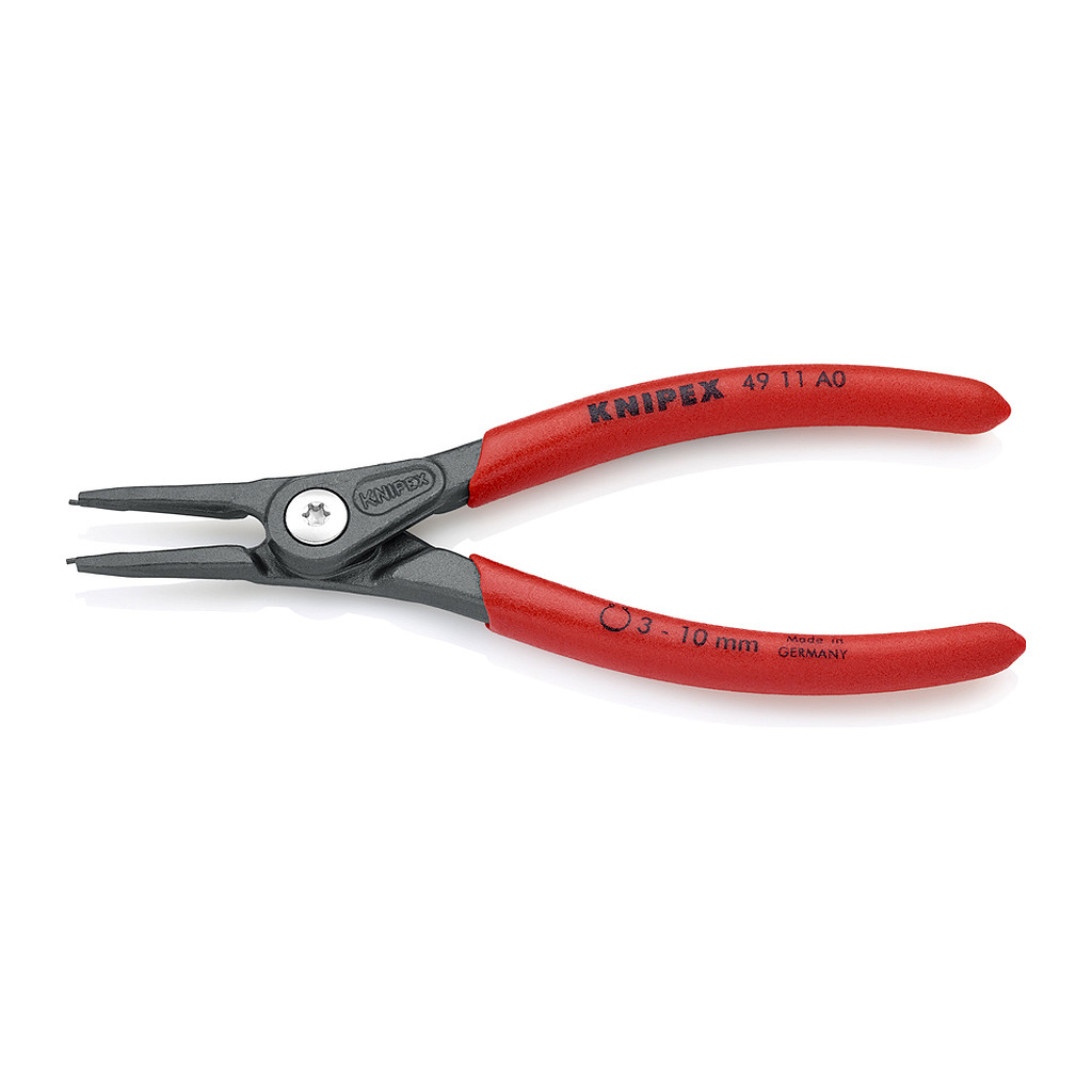 Knipex 49 11 A0 - Presné kliešte na poistné krúžky pre vonkajšie poistné krúžky na hriadeľoch s protišmykovým plastovým povrchom šedá atramentizovaná 140 mm