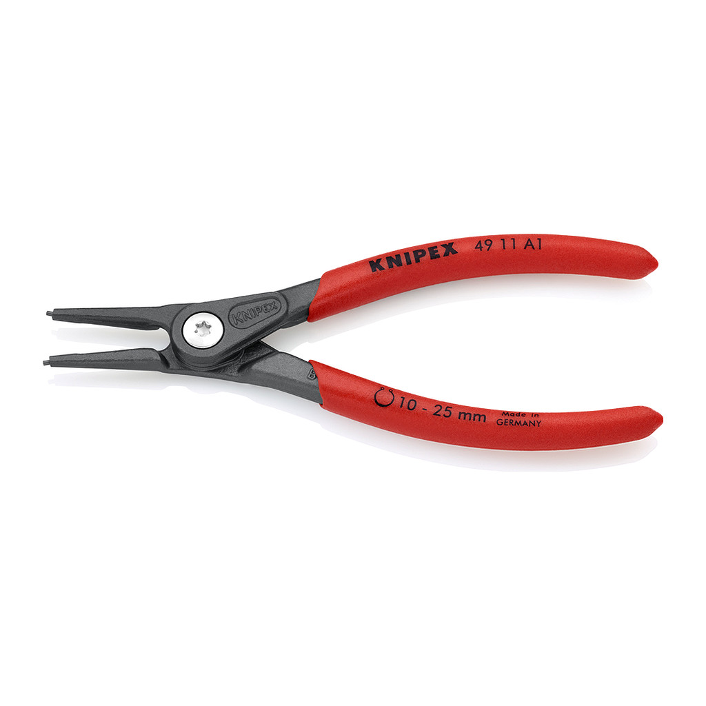 Knipex 49 11 A1 - Presné kliešte na poistné krúžky pre vonkajšie poistné krúžky na hriadeľoch s protišmykovým plastovým povrchom šedá atramentizovaná 140 mm