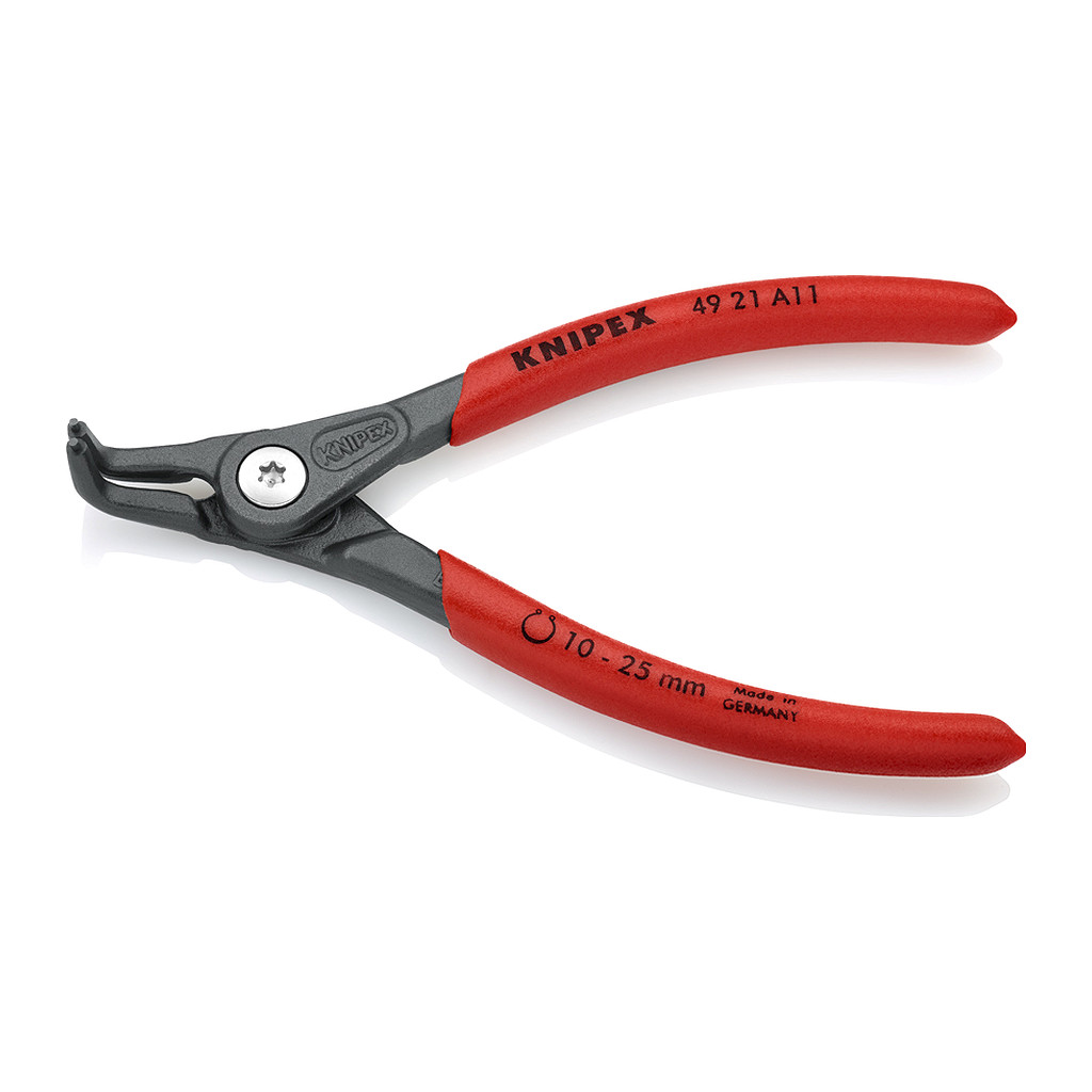 Knipex 49 21 A11 - Presné kliešte na poistné krúžky pre vonkajšie poistné krúžky na hriadeľoch s protišmykovým plastovým povrchom šedá atramentizovaná 130 mm