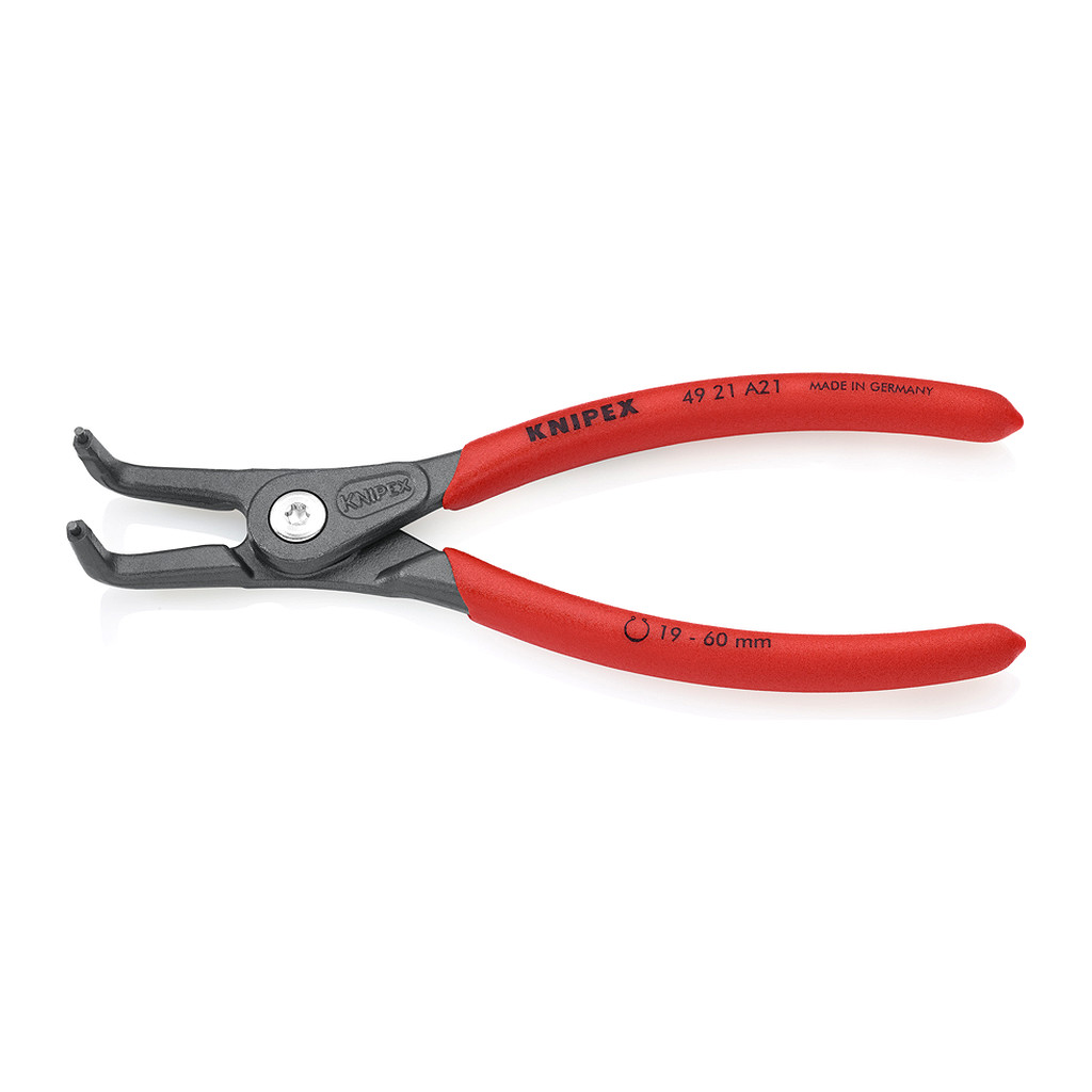 Knipex 49 21 A21 - Presné kliešte na poistné krúžky pre vonkajšie poistné krúžky na hriadeľoch s protišmykovým plastovým povrchom šedá atramentizovaná 165 mm