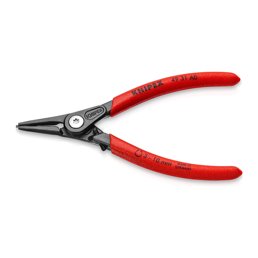 Knipex 49 31 A0 - Presné kliešte na poistné krúžky pre vonkajšie poistné krúžky na hriadeľoch s obmedzovačom prepnutia s protišmykovým plastovým povrchom šedá atramentizovaná 140 mm