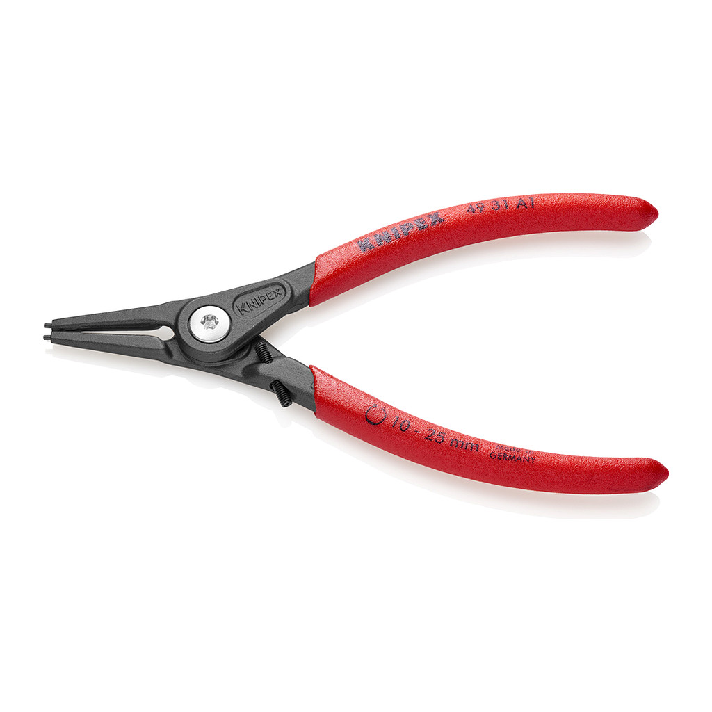 Knipex 49 31 A1 - Presné kliešte na poistné krúžky pre vonkajšie poistné krúžky na hriadeľoch s obmedzovačom prepnutia s protišmykovým plastovým povrchom šedá atramentizovaná 140 mm